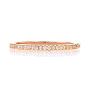 Rose Gold Diamond Wedding Band - 18k Round Brilliant .29ctw Stack Ring SZ 6